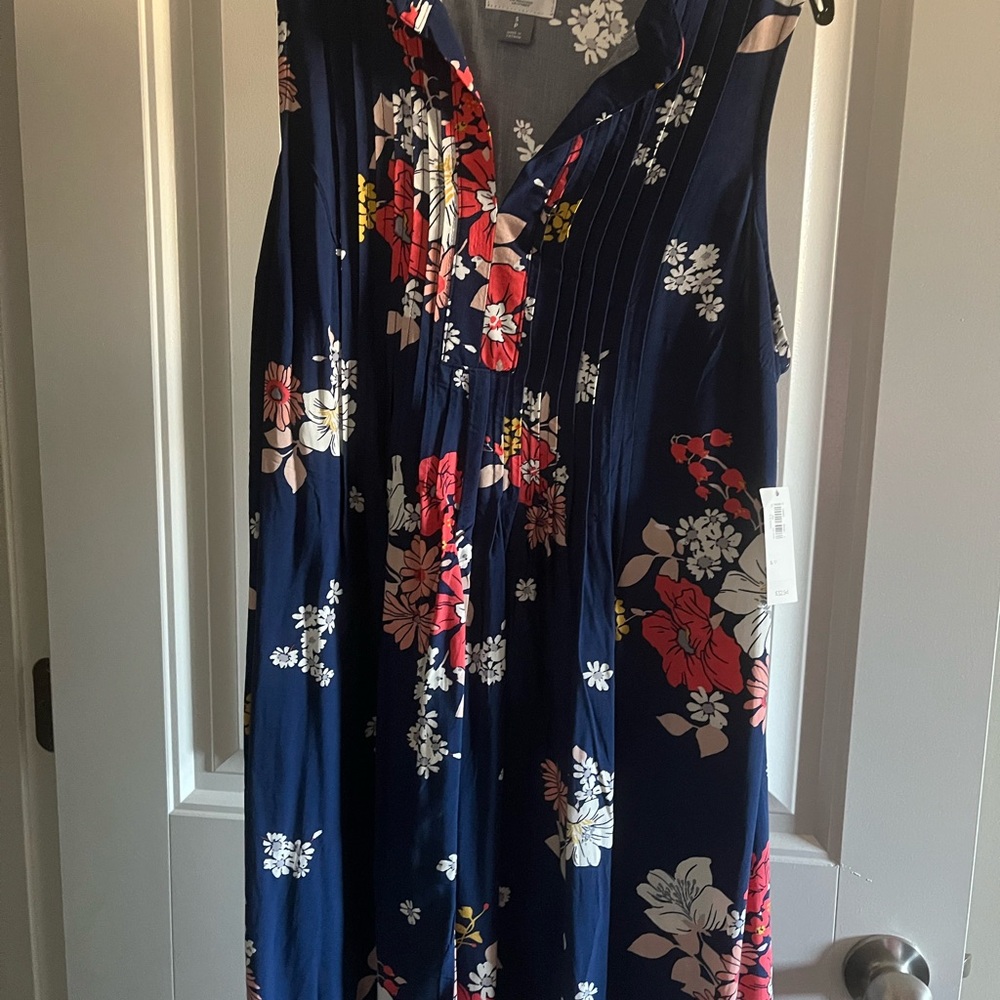 Floral Sleeveless Dress - Navy, Coral, and White -NWT
